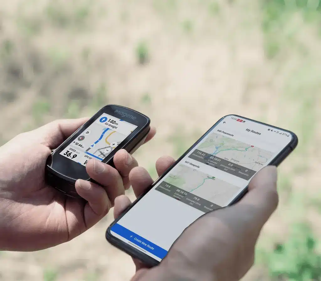 Magene C606 Smart GPS Bike Computer hỗ trợ đồng bộ lộ trình với điện thoại, giúp người đạp xe theo dõi bản đồ, dữ liệu tập luyện và điều hướng thông minh trên xe đạp.