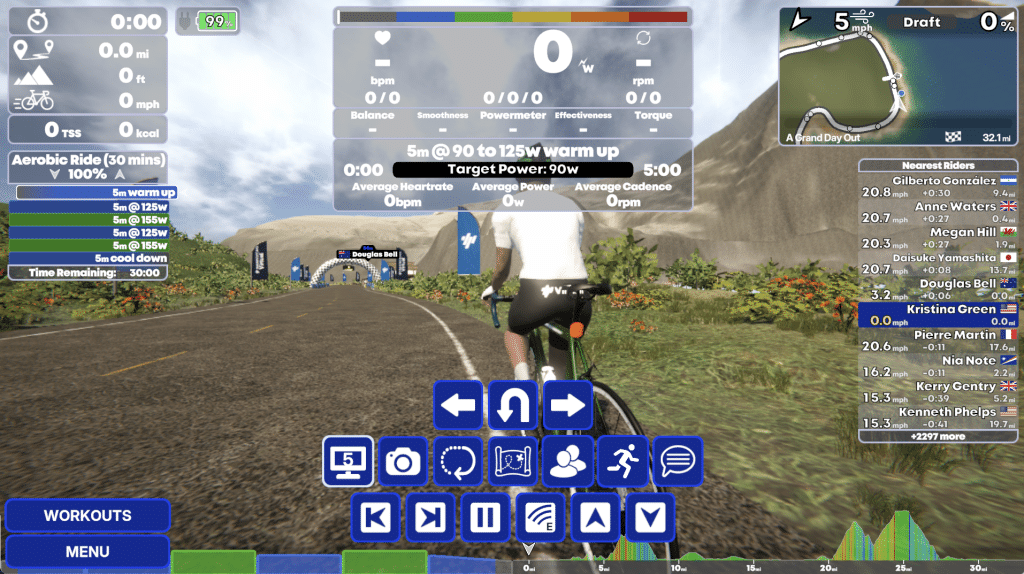 ERG mode trên TrainingPeaks Virtual giúp Smart Trainer Magene T600 tự động điều chỉnh lực cản để người đạp xe giữ đúng công suất mục tiêu trong bài tập indoor.